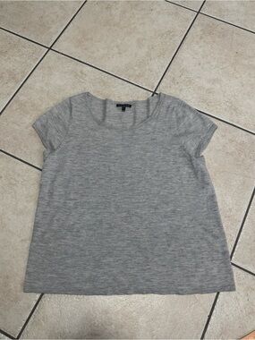 Eileen Fisher Heather Gray Short-Sleeve Top 100% cashmere size large